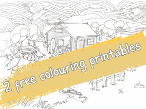 Free beach colourings, colouring pages,